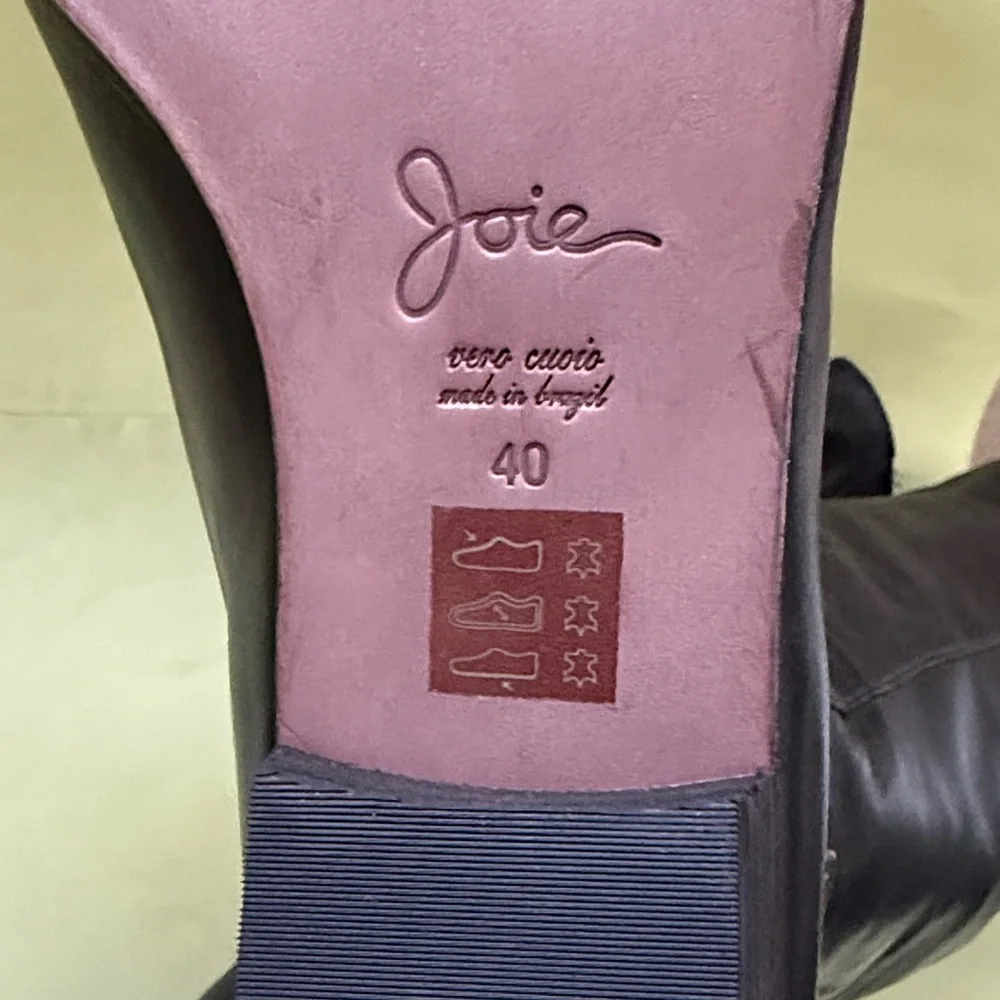 New Vintage Joie Black All Leather Over the Knee Boots with Buckles